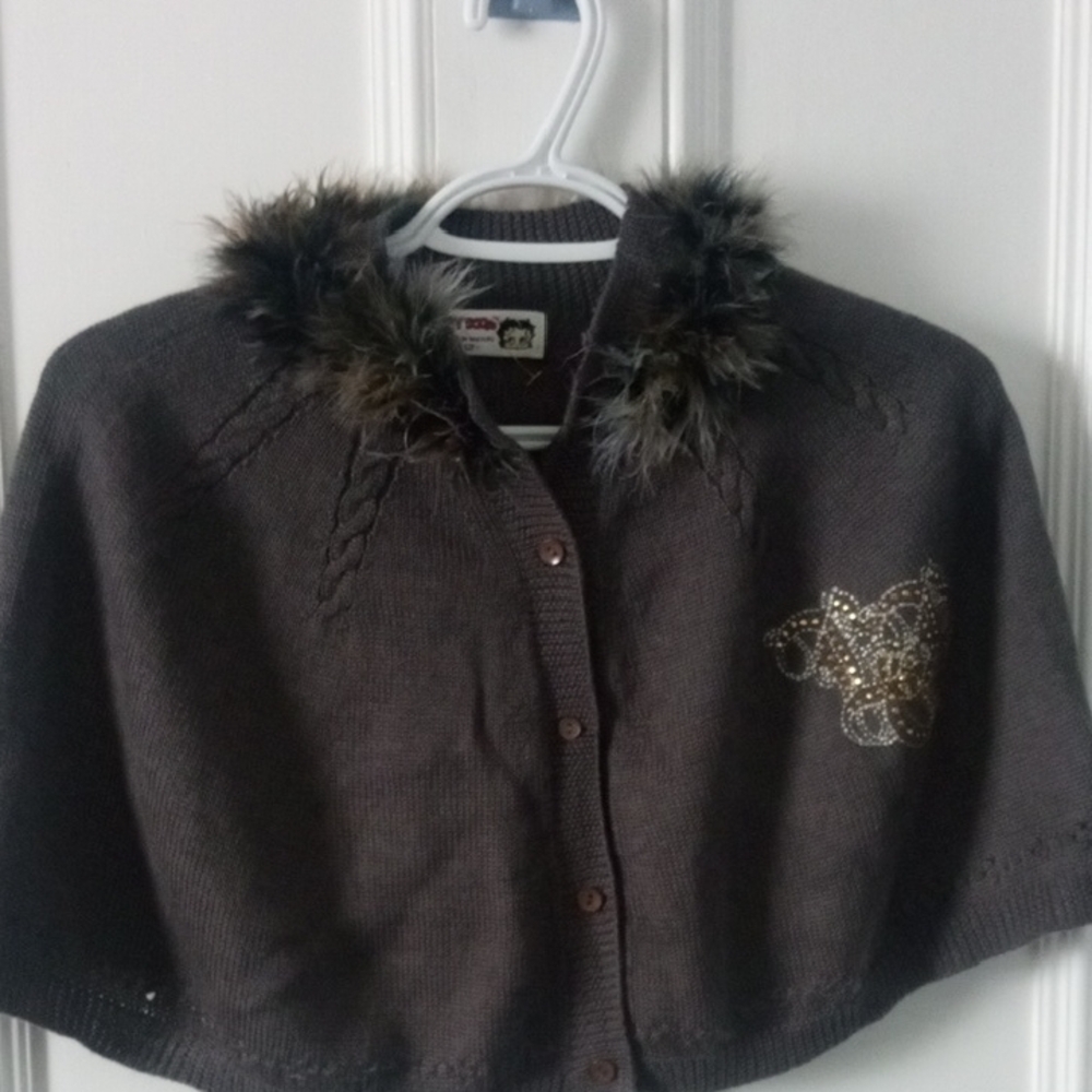 Betty Boop Brown Knit Youth  Shawl sz.12